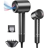Hair Dryer with Diffuser, 500 Million Negative Ionic Blow Dryer for Fast Drying, 120000RPM High Speed Hairdryer, Professional Dryer with Diffuser and Nozzle Lightweight Low Noise, 4 Temps & 3 Speeds