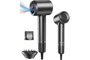 BOPCAL Hair Dryer, 500 Millions Negative Ionic Care Blow Dryer for Fast Drying, Professional 120000RPM High-Speed Hairdryer Low Noise Thermo-Control Travel with Magnetic Diffuser & Nozzle