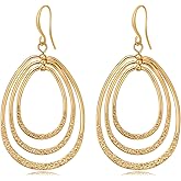 YKKZART Gold Earrings for Women 14k Gold Plated Dangle Drop Earrings Hypoallergenic Dainty Geometric Rectangle Waterdrop Dangle Minimalist Earrings for Women Trendy