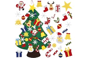 BYKITCHEN Felt Christmas Tree for Kids with 30pcs Detachable Ornaments, 3.3 FT DIY Felt Wall Christmas Tree for Toddlers, Wall Hanging Xmas Decorations Craft Kits