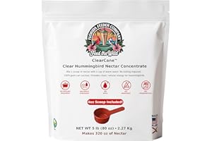 Florida Feeder Company Clear Hummingbird Nectar Powder Concentrate – Natural, Bird Safe Hummingbird Food – Pure Cane Sugar, No Dyes, Easy Mix, 5 lbs Makes 320 oz