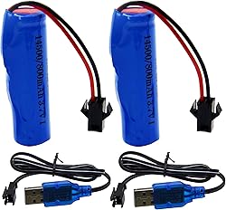 Blomiky 2 Pack 3.7V 500mAh Li-ion Rechargeable