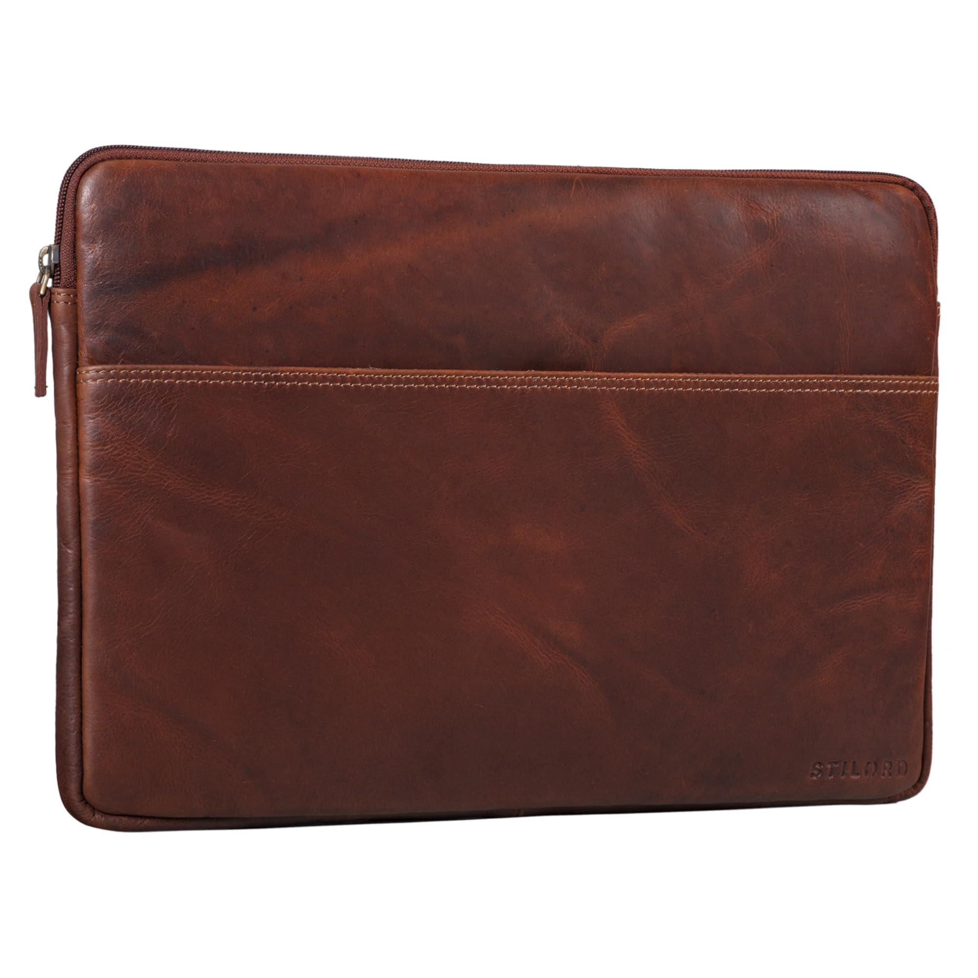 STILORD "Murphy" Laptop Sleeve 15.6 inch Leather Vintage Case Cover for MacBook 16 inch and 15 inch Notebook Document Folder Organizer Colour:Porto - Cognac