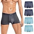 VEEAMON Mens Ice Silk Underwear 4-Pack Boxer Briefs Cotton Modal Comfortable Soft Trunks Underwear With Gift Box