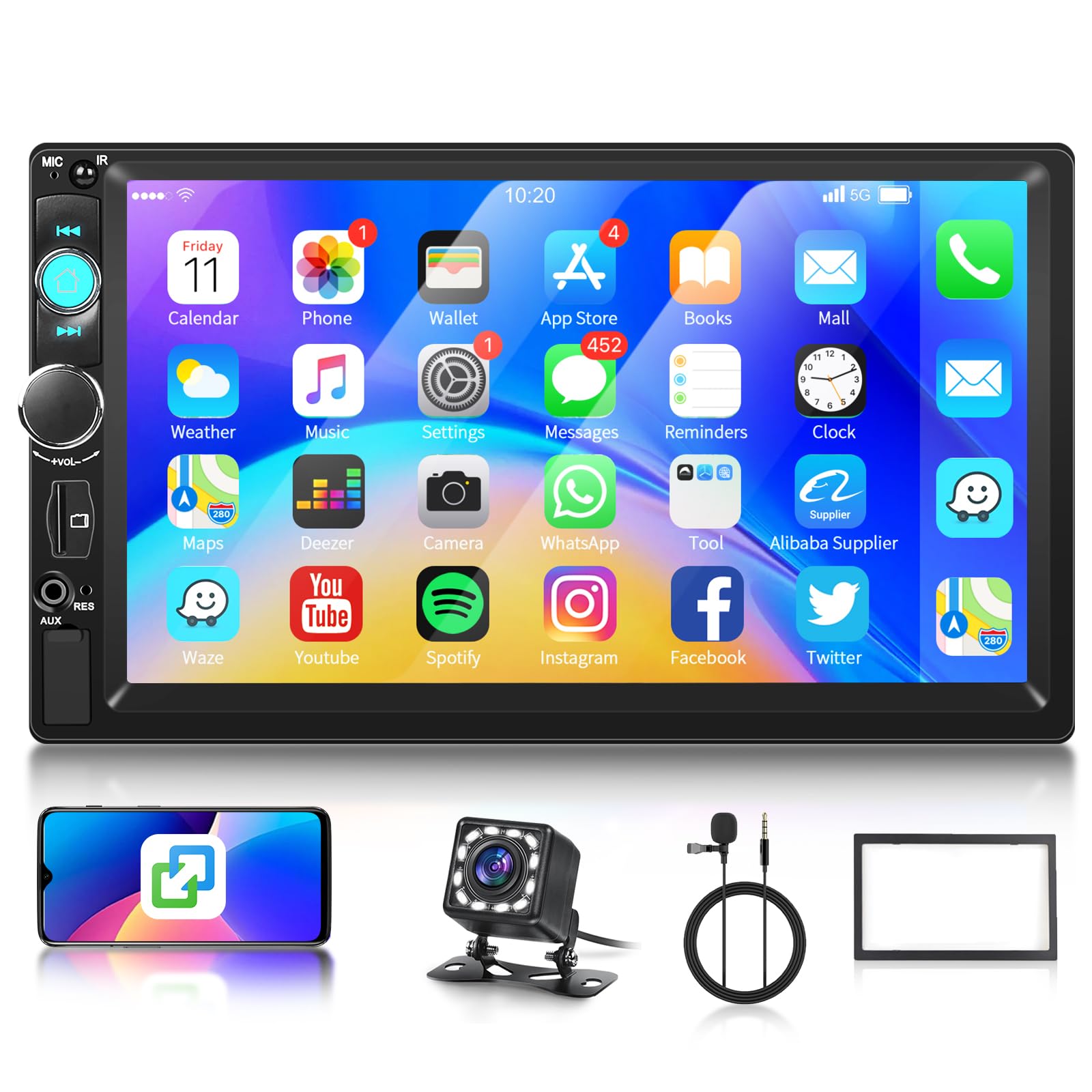 Photo 1 of Rimoody Double Din Radio 7 Inch Touch Screen Car Stereo with GPS Navigation, Bluetooth, WiFi, iOS Phone Mirror Link, FM RDS Radio, Rear View Camera, USB, Steering Wheel Control
