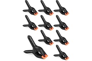RELBRO Spring Clamps, 3.5 Inch Small Plastic Clips for Balloon Arch Backdrop Craft Decoration, Heavy Duty, Black, 10 Pcs