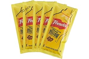 JUST-BUY Classic Yellow Mustard 7 Gr Portion Packet, Single Serve, 50 pcs.