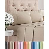 Full Size 4 Piece Sheet Set - Comfy Breathable & Cooling Bed Sheets Set - Hotel Luxury Bedding for Women, Men, Kids, Teens, Boys & Girls - Deep Pockets, Soft & Wrinkle Free - Beige (Heathered Sheets)