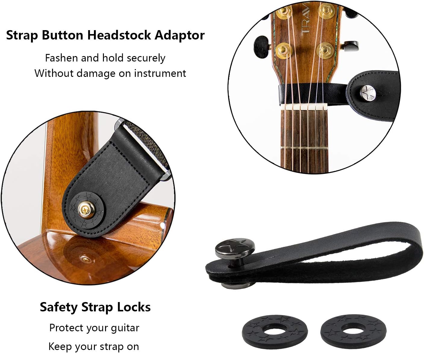 Correa de guitarra Vintage estilo tejida ajustable guitarra eléctrica acústica Bass Correa con extremos de cuero, Bundle para guitarra, Plectrums for ...