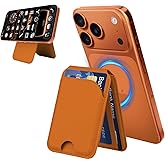 CORLAGOON for MagSafe Wallet，Leather Magnetic Wallet for Phone with Adjustable Stand，5 Magnetic Credit Card Holder RFID Blocking for iPhone 17 16 15 14 13 12 Pro Max Series Air Cases (Brown)