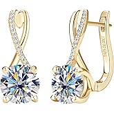 PROSTORY 2CT Moissanite Infinity Hoop Earrings for Women, D Color VVS1 Clarity 925 Sterling Silver Twisted Hoop Earrings for Mon Wife Birthday Gifts