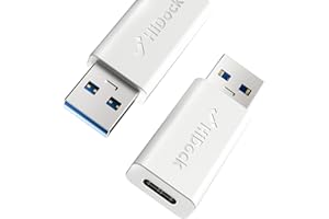 HiDock USB to USB C Adapter 2Pack, USB 3.2 & 10Gbps, USB C Female to USB Male Adapter Compatible with iPhone, Samsung Galaxy, Laptop PC, SuperSpeed Data Sync & 3A Fast Charging-White