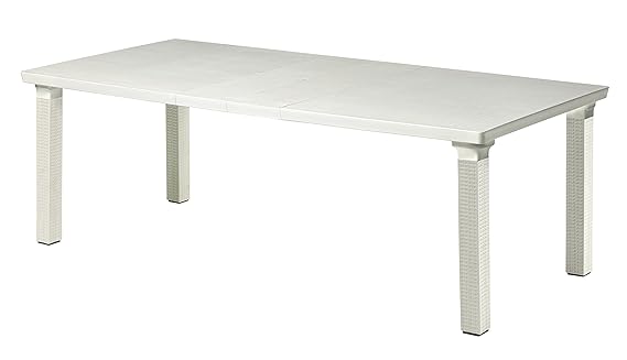 arredinitaly – Ausziehtisch für Außen aus Technopolymer 170/220 x 100 – Farbe Weiß – 100% Made in Italy