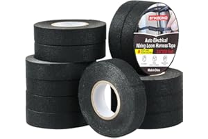 STIKBOND 12-Pack Wiring Harness Tape 3/4'' x 50Ft high Temp Wire Loom Harness,Cloth Electrical Tape,self-Adhesive Fabric Tape