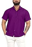 LA LEELA Mens Short Sleeve Button Down Solid Casual
