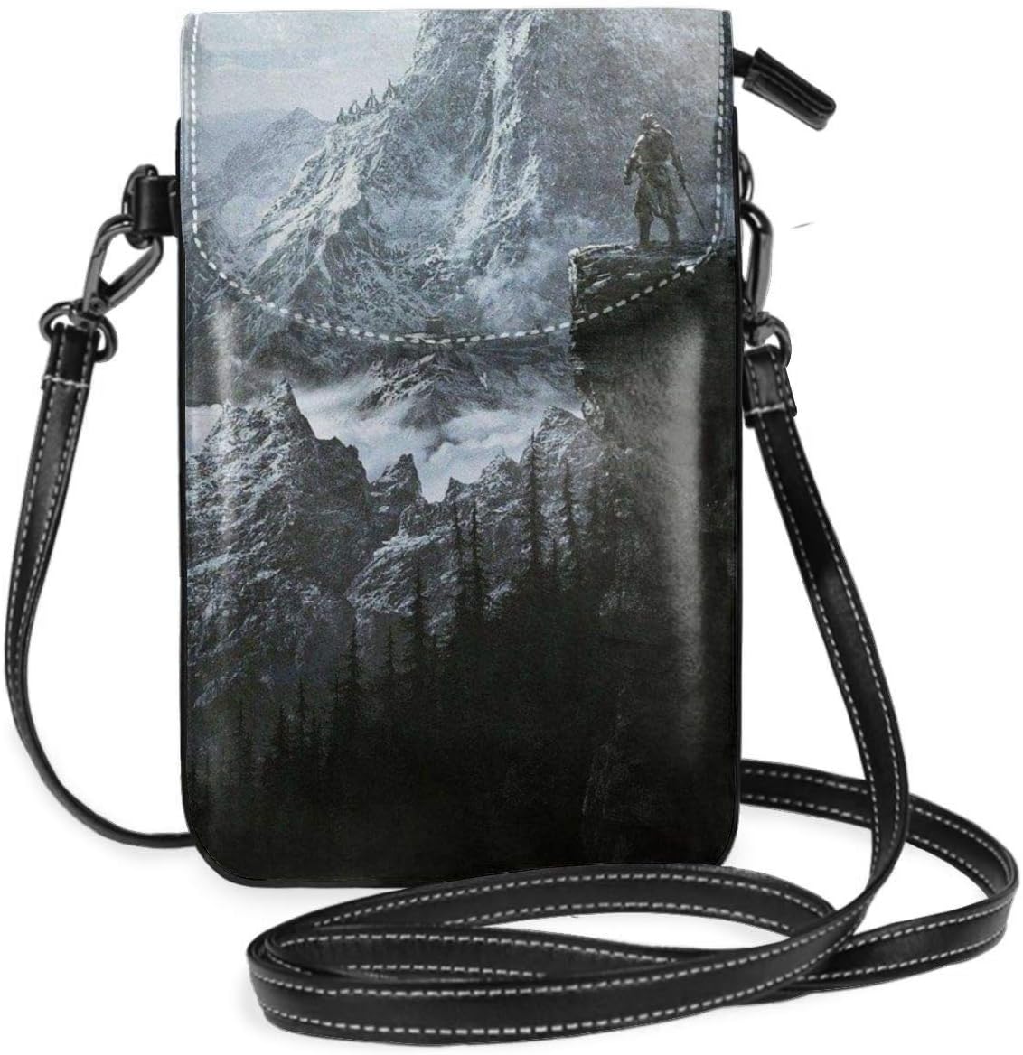 Skyrim Concept Art Women's Crossbody Cellphone Purse Wallet Small Leather Bag