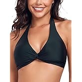 Ocean Blues Women's V-Neck Bikini Top Twist Triangle Swimsuit Top Halter Bathing Suit Top