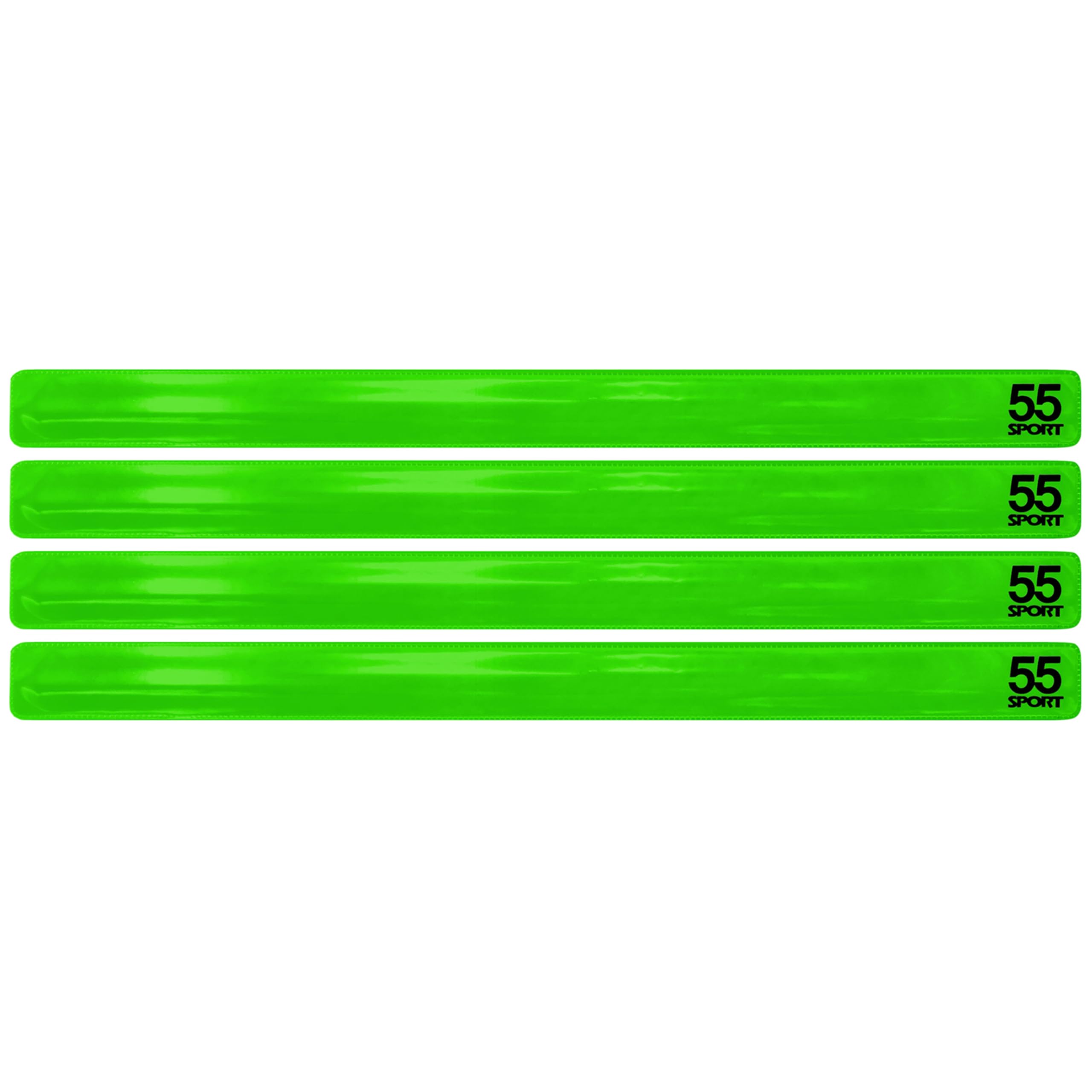 55 Sport Highly Reflective Hi-Vis Slap On Wrist/Ankle Bands - Green - 4 Pack