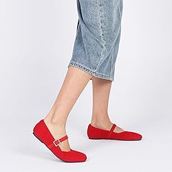 CELNEPHO Red Flats for Women Square Toe Ballet
