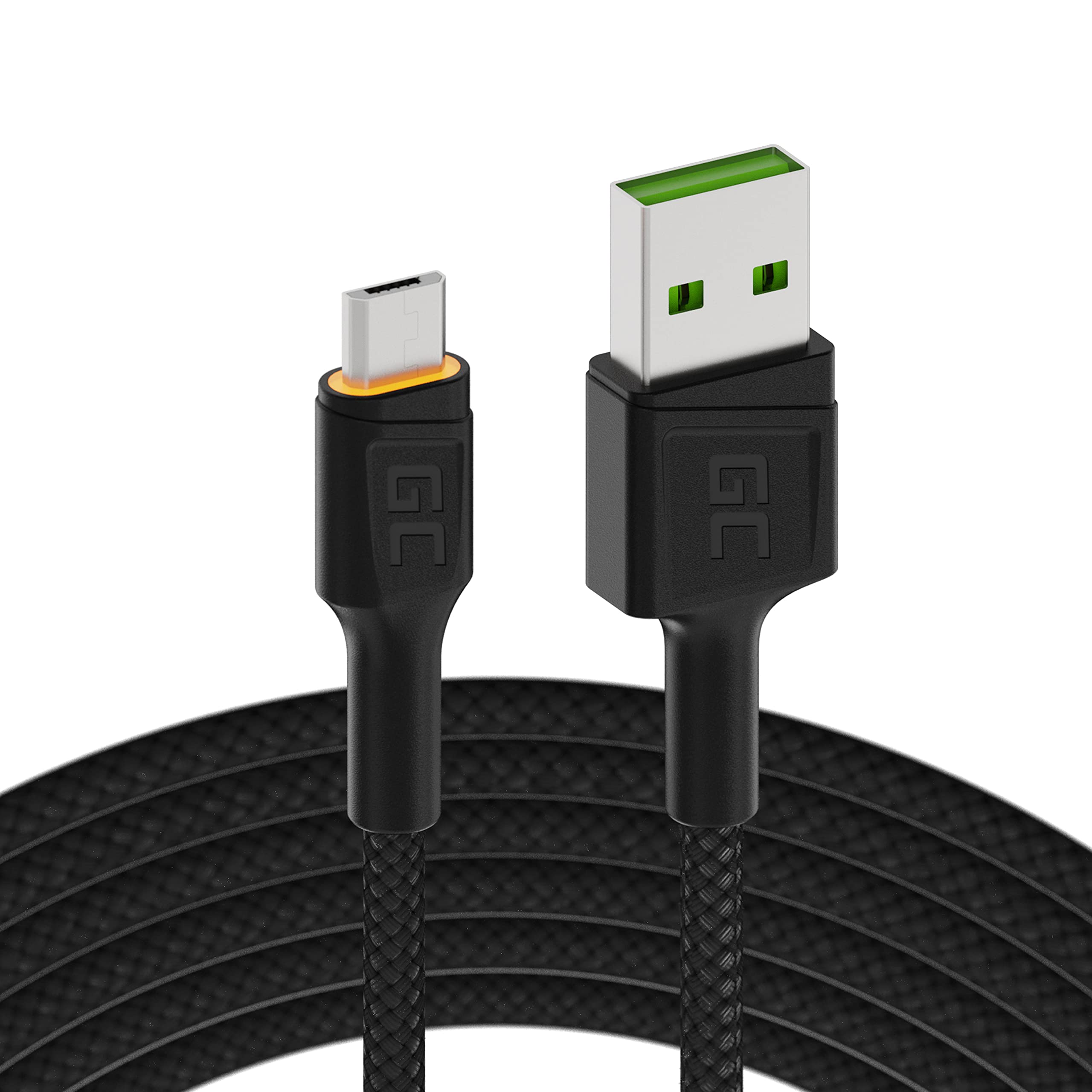 GC RAY Micro USB Cable 200cm Nylon LED Light Durable High Speed Data&Sync Fast charging with Quick Charge 3.0 for Samsung, Nexus, LG, Motorola, Android Smartphones and More