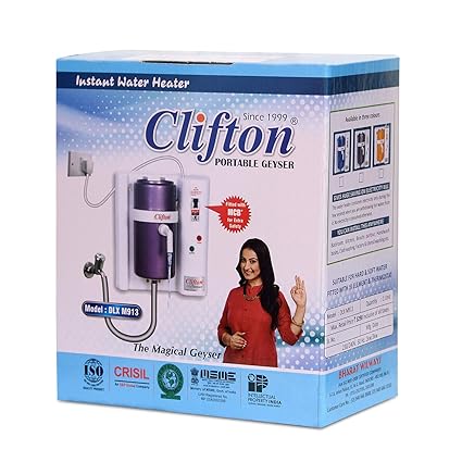 clifton DLX M913, 3000 Watt 1 Litre Storage Portable Instant Water Heater Geyser - Suitable for Residential & Professional Uses