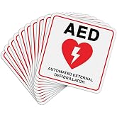 T&amp;R AED Stickers - 10 Pack - 5 x 5 Inches Reflective Label, UV resistant, waterproof, fade and scratch resistant, suitable for indoor and outdoor