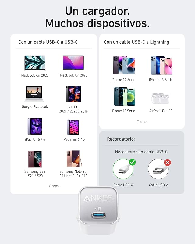 511 Nano 3 Cargador USB-C GAN 30W Carga Rapida