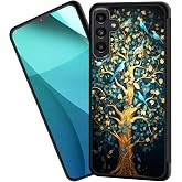 ZQLPLZR for Galaxy A25 5G Case,Tire Anti-Skid Edges Cute Design Shockproof Bumper Full Protection Black Back Cover for Samsung Galaxy A25 5G 6.5 Inch,Bird Tree