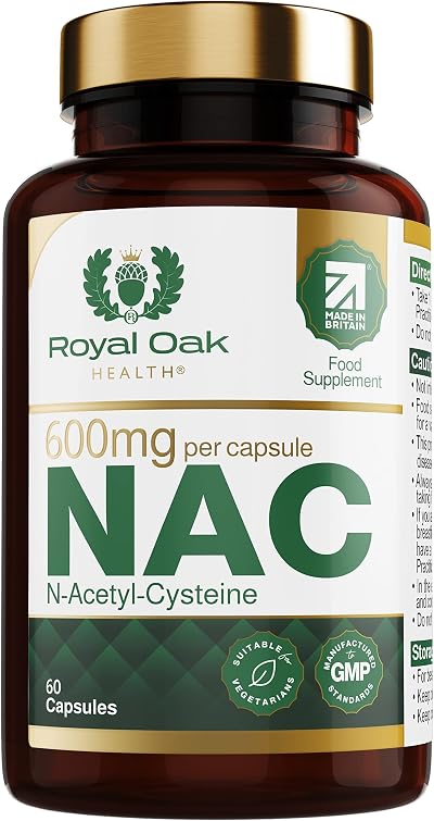 Royal Oak Health NAC 600mg N-Acetyl-Cysteine Vegan 60 Capsules UK Made