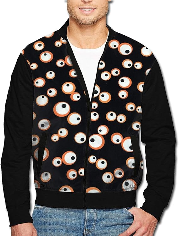 Halloween Eye Faboolous Eyeballs Glow Men's Stand Collar Zipper Jacket