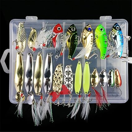 BrilliantDay 21pcs Kunstköder Set künstliche Fischköder Soft-Köder-Fischerei-Gerät Köderhaken with Fishing Tackle Box