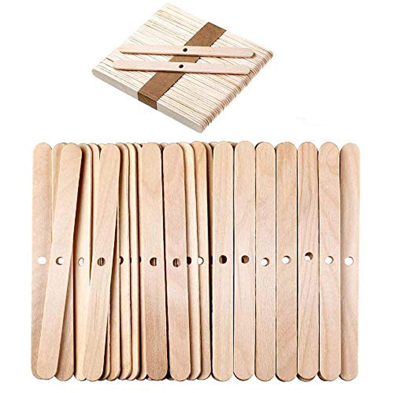 Candle Wick Holders, 120 Pieces Wooden Candle Wick Bars Candle Wick Centering Device Wick Clips for Candles Candle Wicks Making Accessories Candle Centering Tool for Candle Making (Wood Color)
