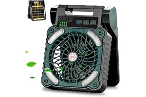 Lostrain Camping Solar Fan, 36H Rechargeable USB Fans 10400mAh Battery Operated Portable Desk Fan Powerful Strong Wind with S