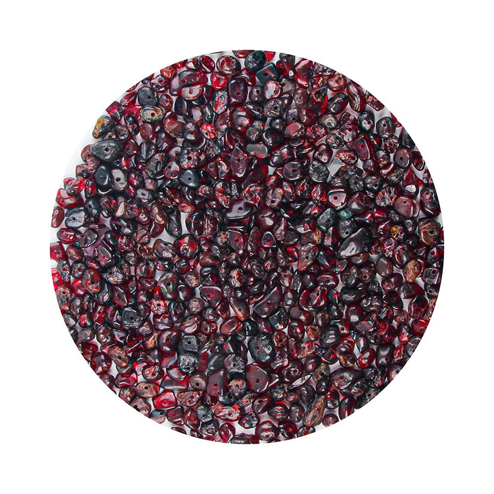 Colle 5-8mm Gemstone Beads Irregular Chips Stone Beads Kit for Jewelry Making Solid Colour Crystals and Gemstones Healing DIY Bead Set for Necklace Bracelet Earring(Garnet)