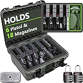 Pistol Gun Case for Multiple Handguns – TSA Approved Travel Pistol Case with 2 TSA Locks, Pre-cut Heavy Duty Waterproof Hard Shell Gun Case with Silica Gel Canister