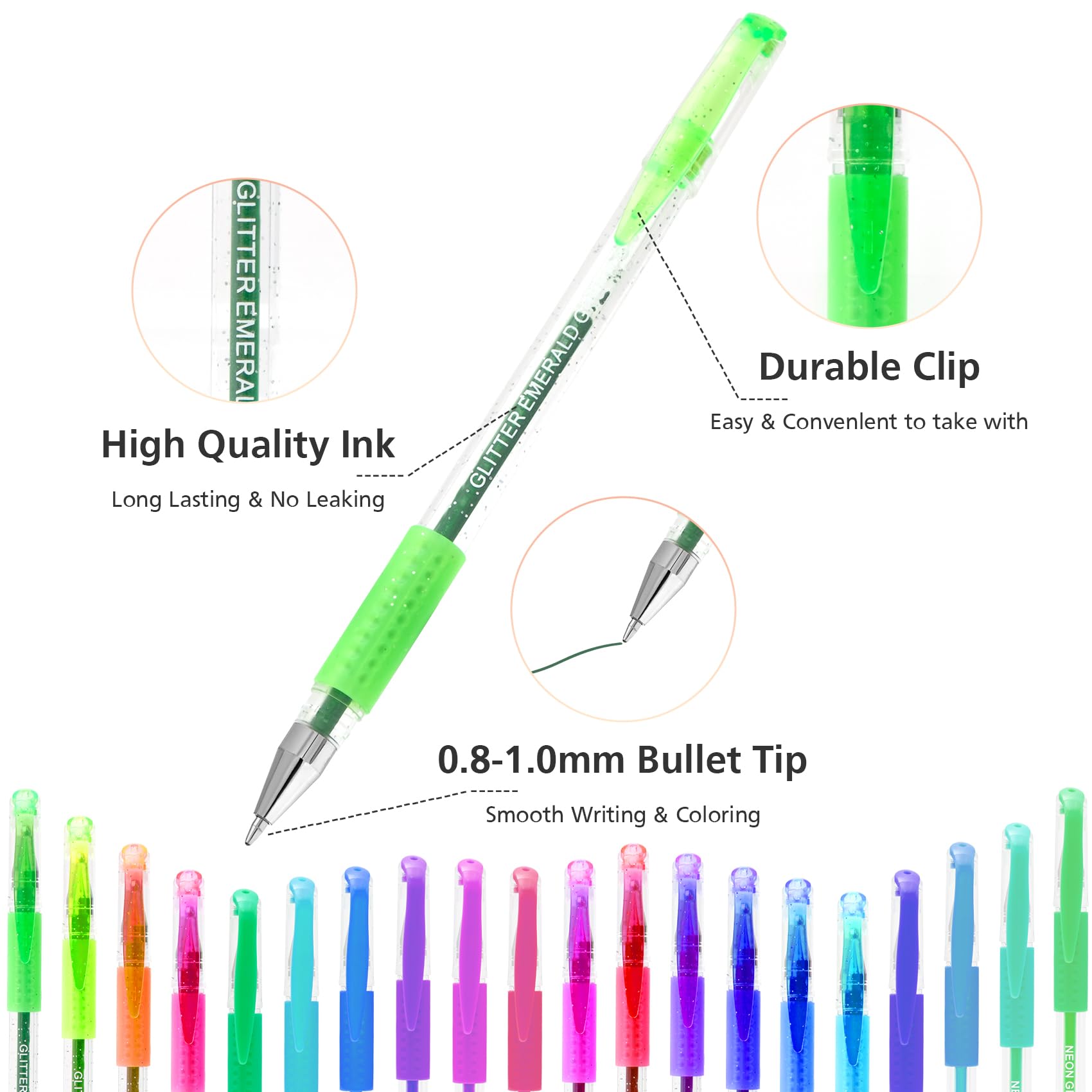 GOTIDEAL 36pcs Glitter Gel Pens for Coloring, Colored Gel Pens for Adult Coloring Kids Doodling Scrapbooking Drawing Writing Sketching