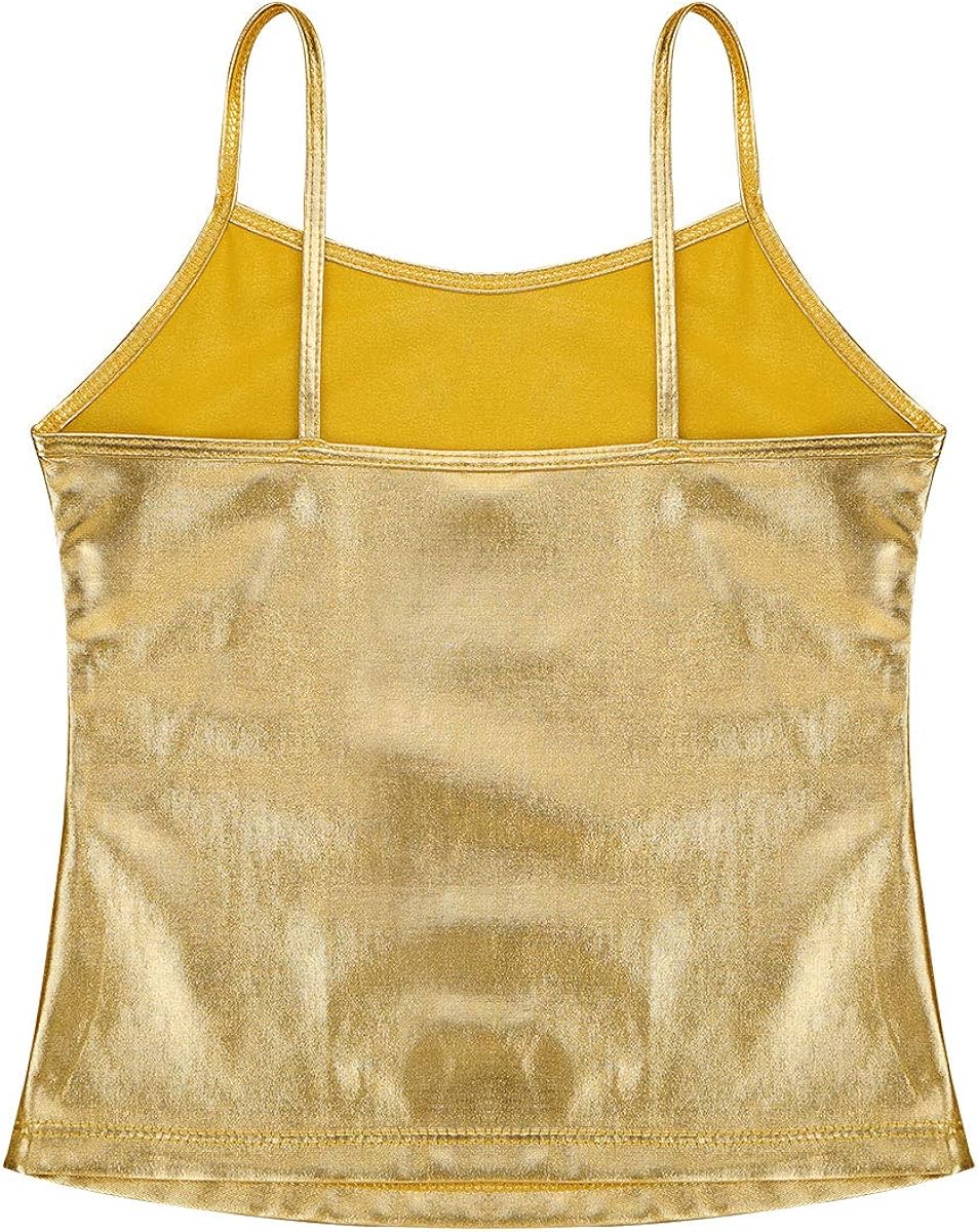 YONGHS Kids Girls Gymnastic Cami Tops Spaghetti Shoulder Straps Active Workout Sports Tank Top Dancewear: Clothing