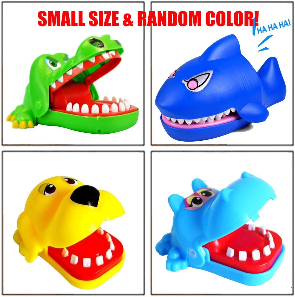 PartyYeah 4Pcs Shark Hippopotamus Dog Crocodile Biting Finger Game Funny Toys for Children Kid Adult, Crocodile Mouth Dentist - 1 to 4 Players, Ages 4 and Up, in Random Colors