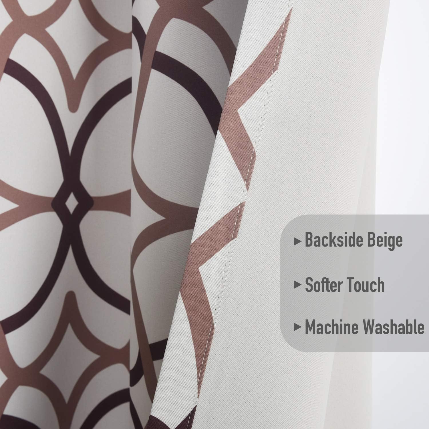 2 Panel Window Curtains Geometric Pattern Room Darkening Blackout Taupe