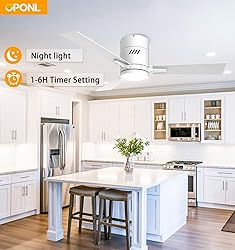 OPONL White 42 inch Ceiling Fan with Light, Remote