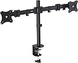 VonHaus Dual Monitor Screen Desk Mount Arm Double VESA Bracket for Twin 13" to 27" Computer Displays or TVs | Max 100x100 | Tilt, Rotate & Swivel Functions