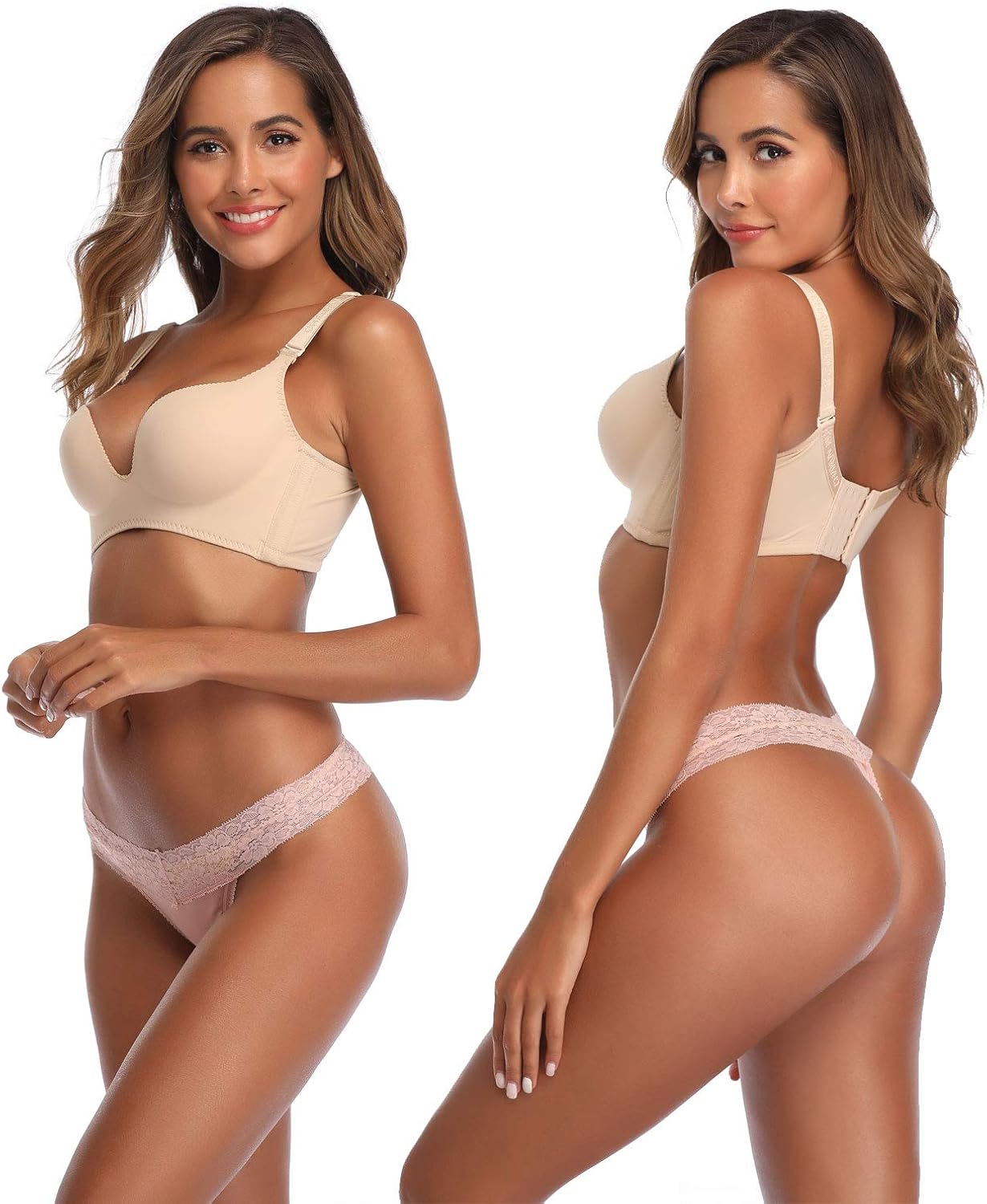 Women's Thongs, T Back Low Waist See Through Panties Cotton Seamless Lace Thongs for Women: Clothing