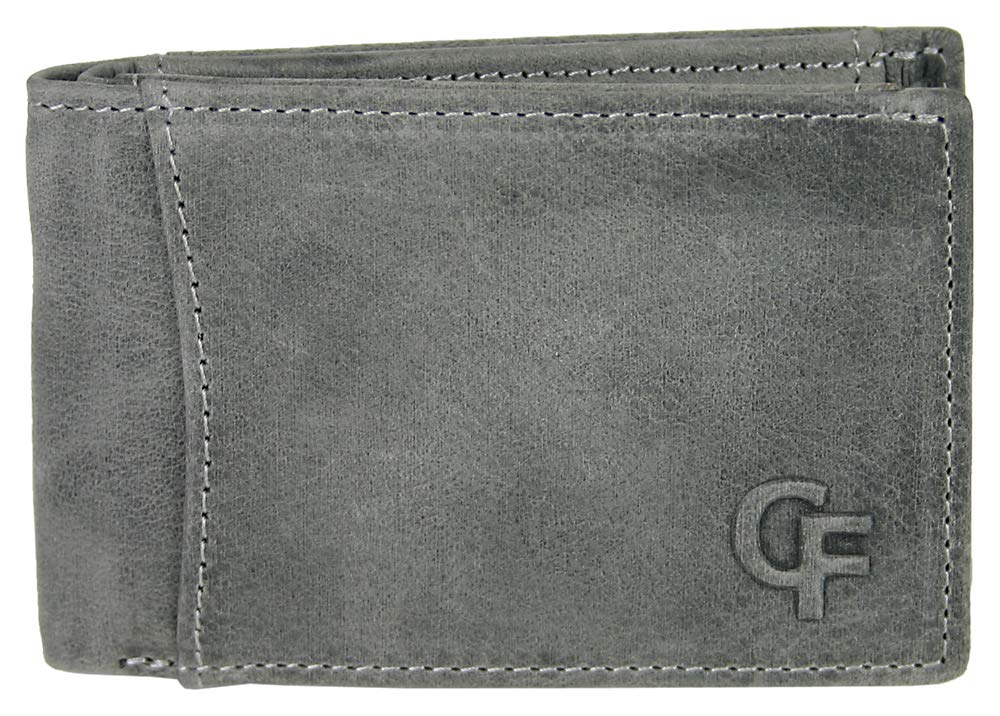 CF CATTERFELD Men's Genuine Leather Wallet with RFID Protection, gray, Mini-Geldbörse, Minimal