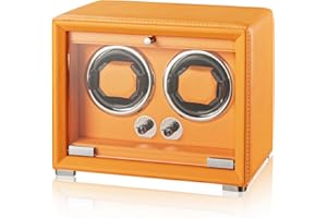 KOHUDIS Watch Winder for 2/4/6/9 Automatic Watches, high-end Leather Making, Super Quiet Mabuchi Motor, Two Power Modes, Built-in led Lights