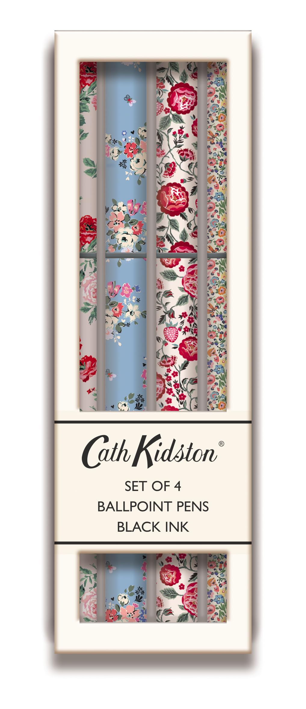 The Great British Card Company Cath Kidston Set of 4 Ballpoint Pens - Black Ink