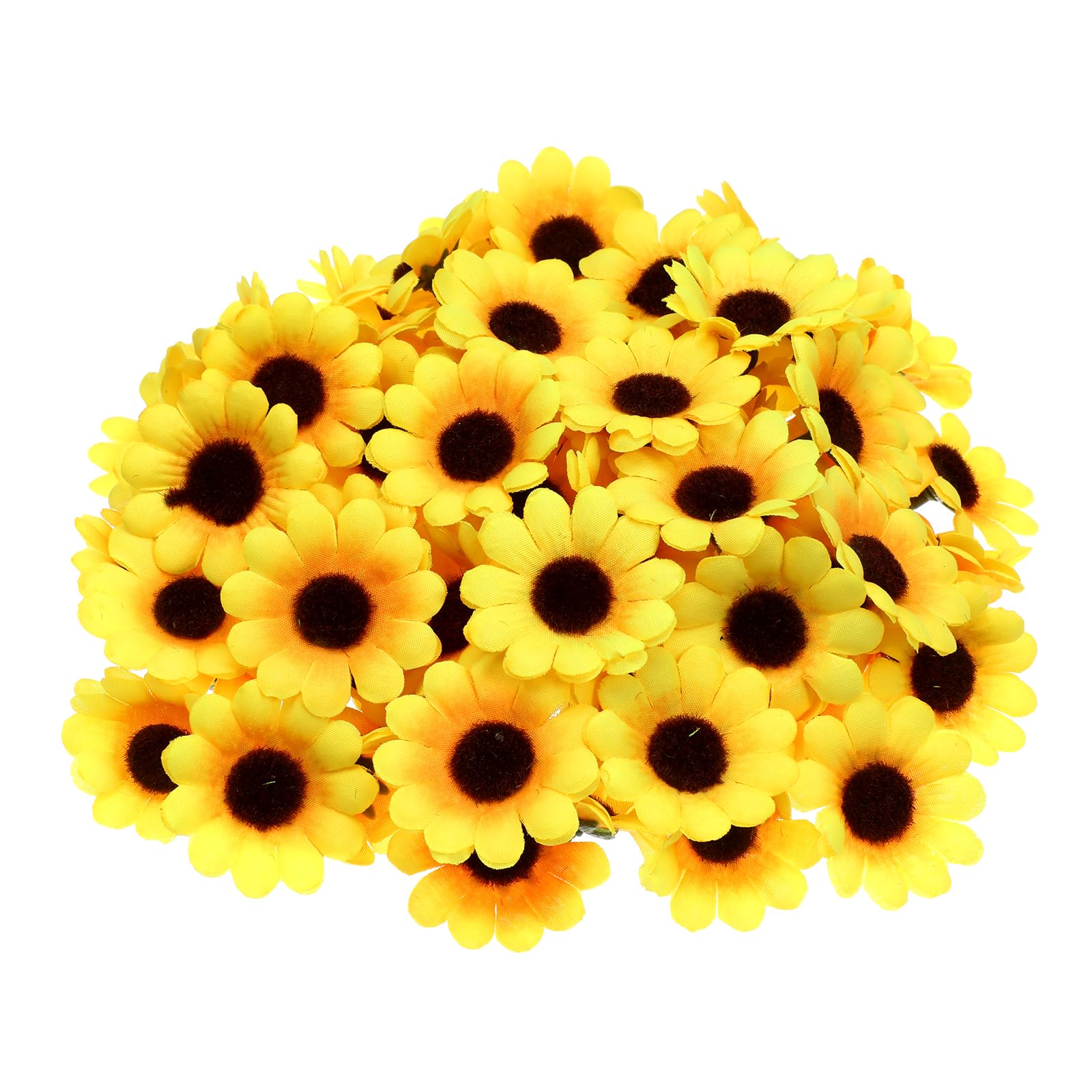 Photo 1 of 100 Pcs Mini Fake Sunflowers Heads Yellow Artificial Sunflowers Heads Fabric Sunflower Craft Floral Embellishments Flower Decor Product for Wreaths Wedding Artificial Flowers Home Making Handicrafts
