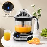 Aigostar 1.2L Orange Juicer with LED Lamp Two Cones Two Way Rotation Black view 7