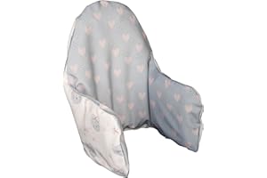 LITTLE BLOOM CO Premium High Chair Cushion Cover | Compatible with IKEA High Chair Accessories for Antilop Highchair | Reversible | Soft, Durable, Parent & Baby Approved for Baby High Chair (Allie-Hearts)