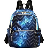 ALAZA Blue Butterflies Mini Backpack Purse for Women Travel Bag Lightweight Shoulder Bag Fashion Daypack04