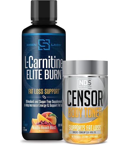 Censor NDS Nutrition Fat Loss-Body Toner with CLA (90 Softgels) & Siren Labs L-Carnitine Elite Burn Fat Loss Support Strawberry Blast 3000 mg (32 Servings) : Health & Household